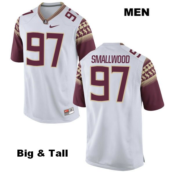 Men's NCAA Nike Florida State Seminoles #97 Isaiah Smallwood College Big & Tall White Stitched Authentic Football Jersey WDV3069CN